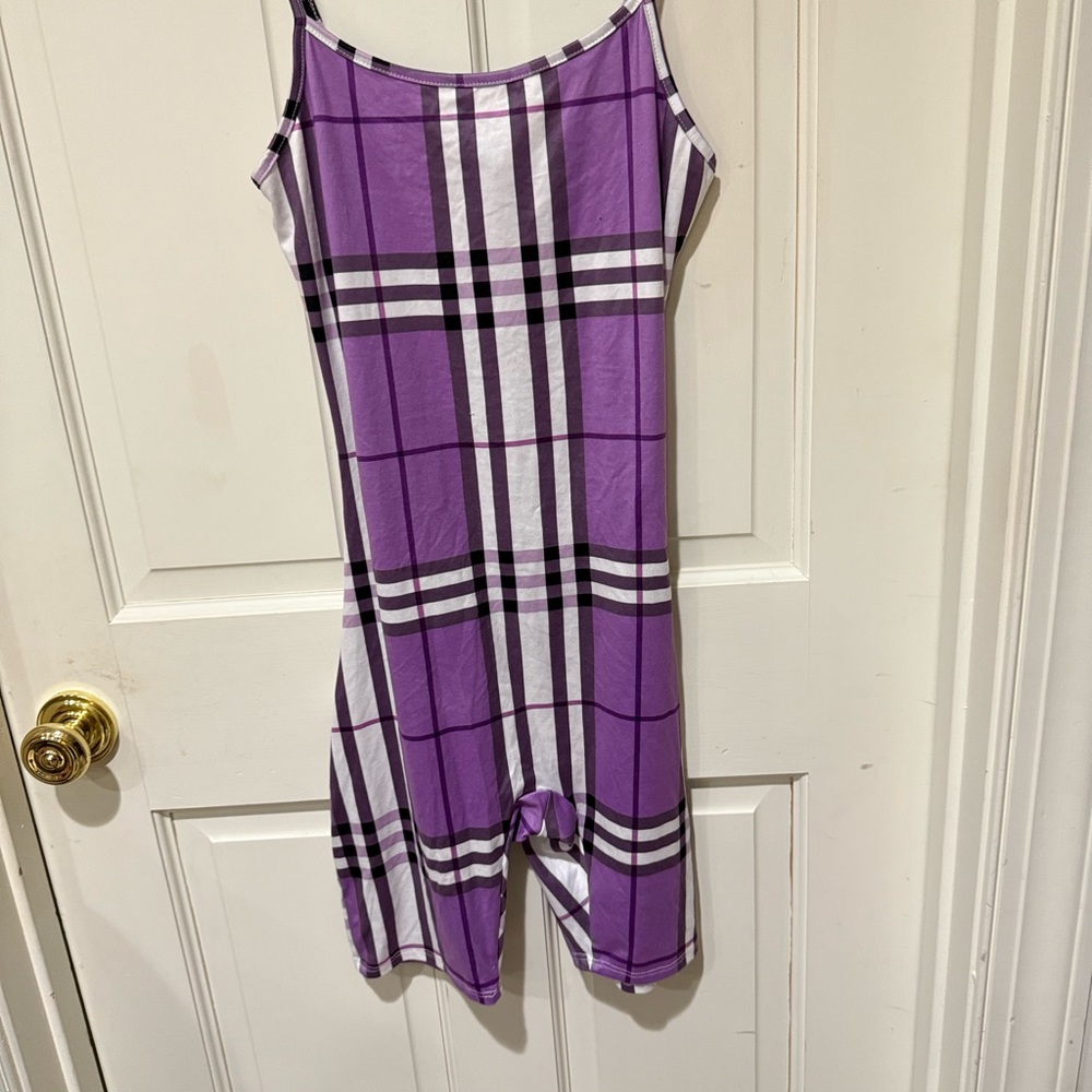 Plaid Purple Women's Jumpsuit